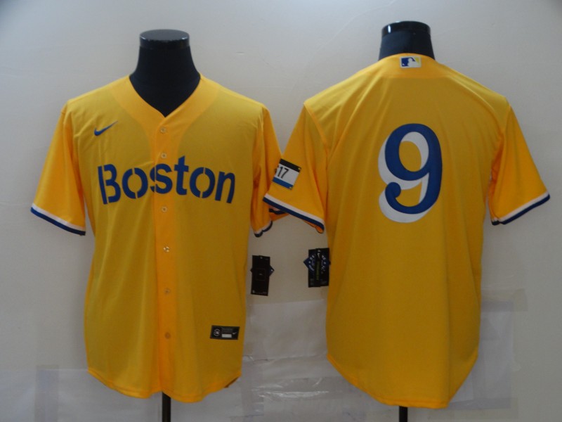 Men Boston Red Sox 9 No name Yellow Game 2021 Nike MLB Jerseys